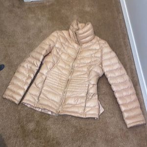 Calvin Klein Rose Gold Peplum Light Weight Packable Down Puffer Jacket Womens M